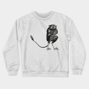 Say Cheese! | Tarsier with Vintage Camera | Bellows Camera | Black and White | Anthropomorphic | Crewneck Sweatshirt